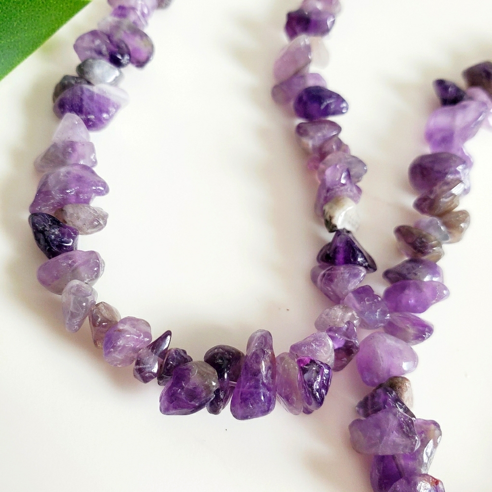 Natural Amethyst Necklace 33" long